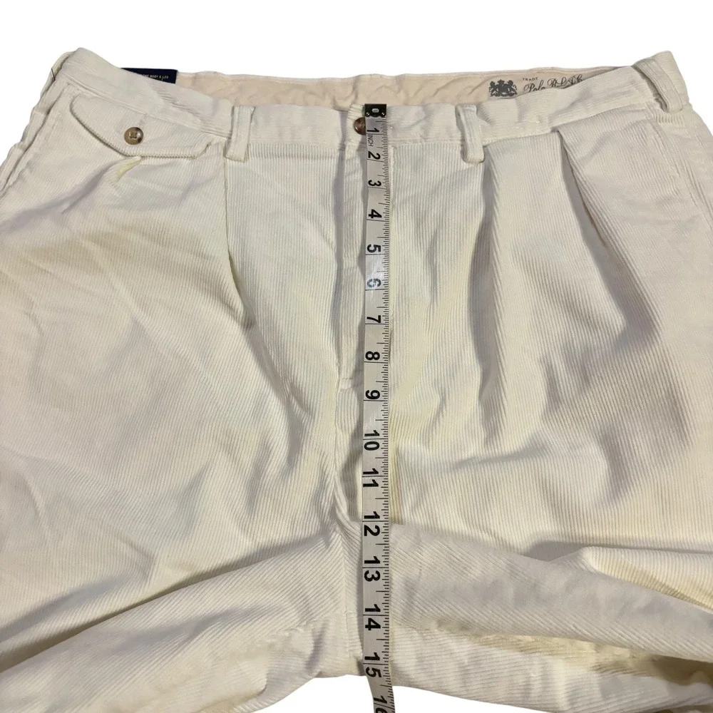 Polo Ralph Lauren Whitman Relaxed Fit Pleated Corduroy Pants‎ Mens 36x29 White